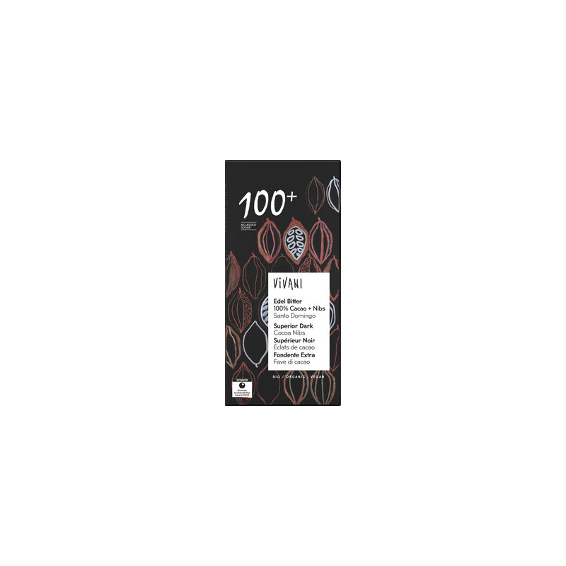 Vivani - Schokolade Edelbitter 100% Cac.Nibs