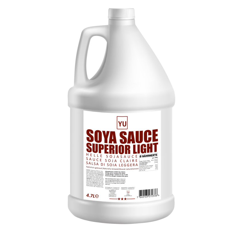 YU - Soya Sauce Light Superior 4x 4.7L - Helle Sojasauce für den professionellen Einsatz in Gastronomie Grossküchen und Handel. 