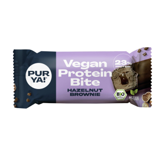 Pur Ya - ProteinBite Hazelnut Brownie PurYa bio - Protein-Riegel mit Haselnuss und Brownie-Geschmack in Bio-Qualität. Schokoladi