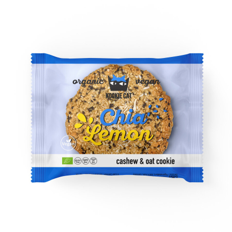 Kookie Cat - Kookie Cat Chia Zitrone Keks bio - Glutenfreier Bio-Keks mit Chiasamen und Zitrone. Veganer, weicher Cookie mit fri