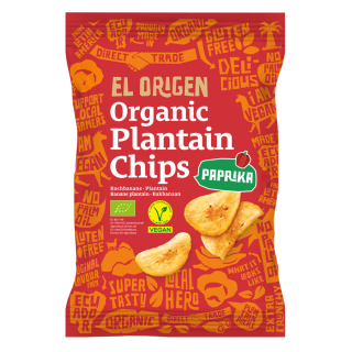 El Origen Food - Kochbananen Chips Plantain Paprika bio - Bio-Kochbananen-Chips Plantain Paprika. Knusprige Bananenchips mit wür