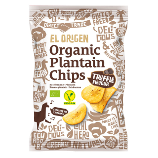 El Origen Food - Kochbananen Chips Trüffel El Origen bio - Bio-Kochbananen-Chips Trüffel von El Origen. Edle Bananenchips mit de