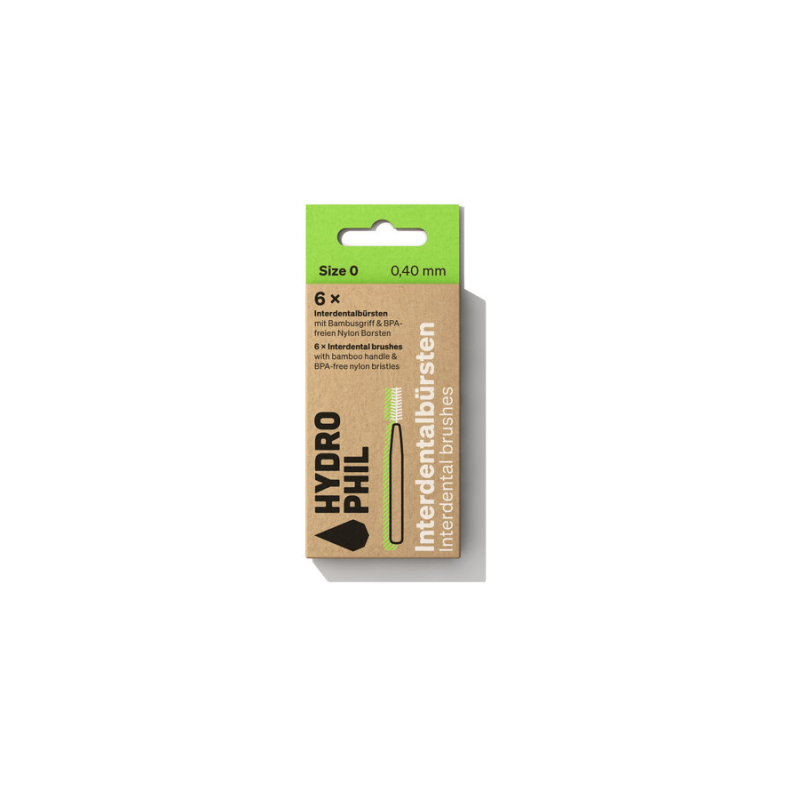 Hydrophil - Interdental Bürste 0,40mm x 6 Stk H - Hydrophil Interdentalbürsten 0,40 mm, 6 Stück. Feine Bürsten für enge Zahnzwis