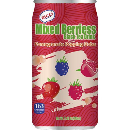 Schwarztee Getränk mit Beeren & Boba - Schwarztee Getränk mit Beeren & Boba, Flasche 340 ml