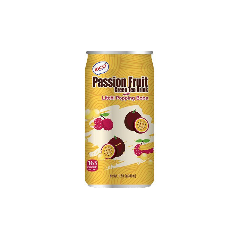 Grüner Tee Getränk Passionsfrucht & Boba - Grüner Tee Getränk Passionsfrucht & Boba, Flasche 340 ml