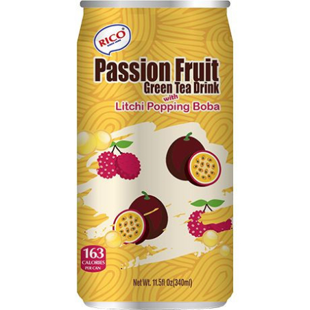 Grüner Tee Getränk Passionsfrucht & Boba - Grüner Tee Getränk Passionsfrucht & Boba, Flasche 340 ml