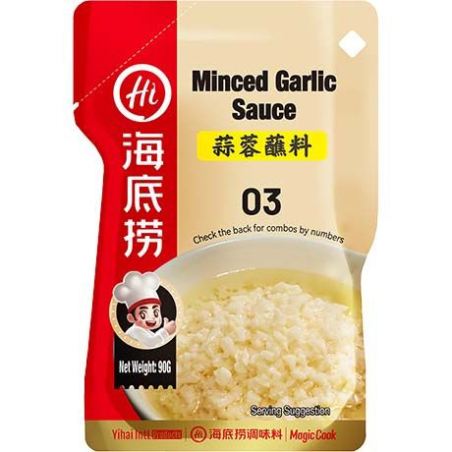 Knoblauchsoße aus gehacktem Knoblauch - Knoblauchsoße aus gehacktem Knoblauch, Pack 90 g