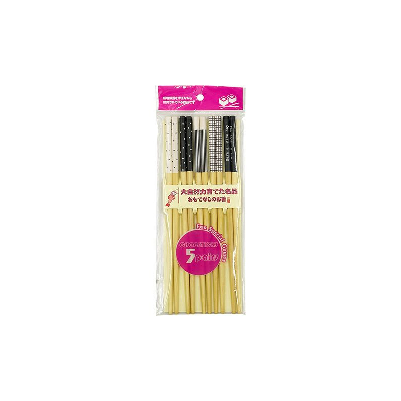 Essstäbchen Bambus Schwarz-Weiß - Essstäbchen Bambus Schwarz-Weiß, Stück 5 pcs