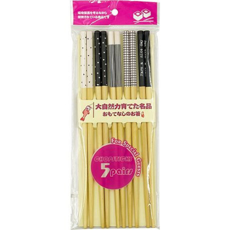 Essstäbchen Bambus Schwarz-Weiß - Essstäbchen Bambus Schwarz-Weiß, Stück 5 pcs