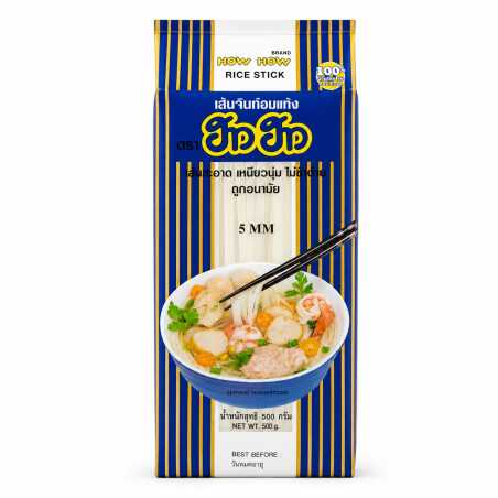 How How - Reisnudeln M 5mm 454g - Klassische Reisnudeln mit 5mm Durchmesser, ideal für Wok-Gerichte, Suppen und asiatische Salat