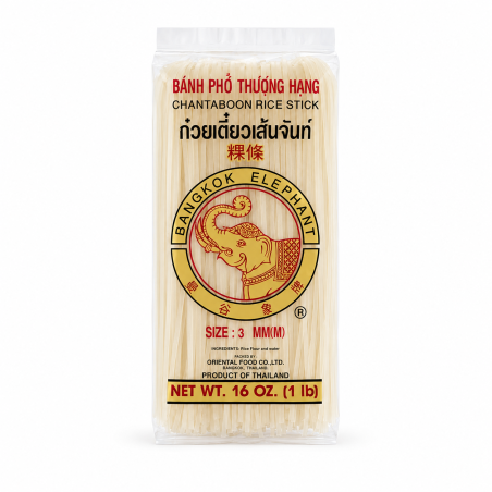 BKK ELEPHANT HOW HOW - Reisnudeln M 3mm Straight-type - Klassische Reisnudeln mit 3mm Durchmesser, ideal für Wok-Gerichte, Suppe