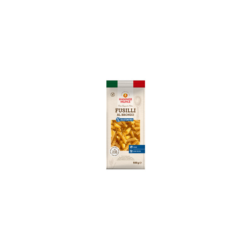 Hammermühle - Paste Fusilli senza glutine conv. - Fusilli convenzionali senza glutine. Pasta a spirale, ideale per insalate e sa