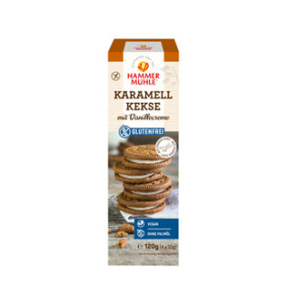 Hammermühle - Biscotti al caramello con crema alla vaniglia conv - Biscotti al caramello convenzionali con crema alla vaniglia. 