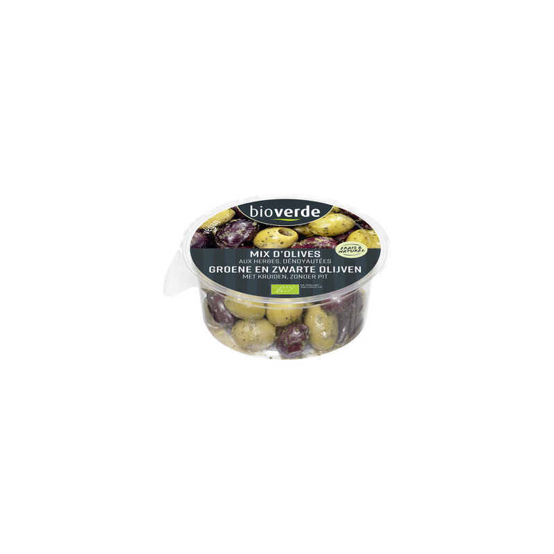 Bio-Verde - Mix d'olives dénoyautées marinées "International" - 