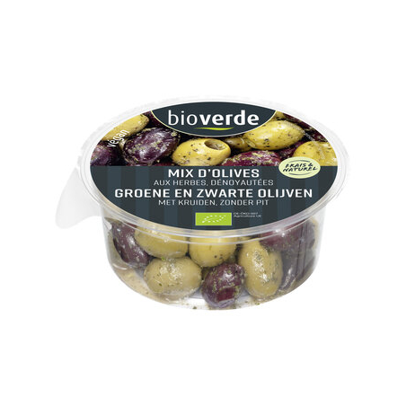 Bio-Verde - Mix d'olives dénoyautées marinées "International" - 