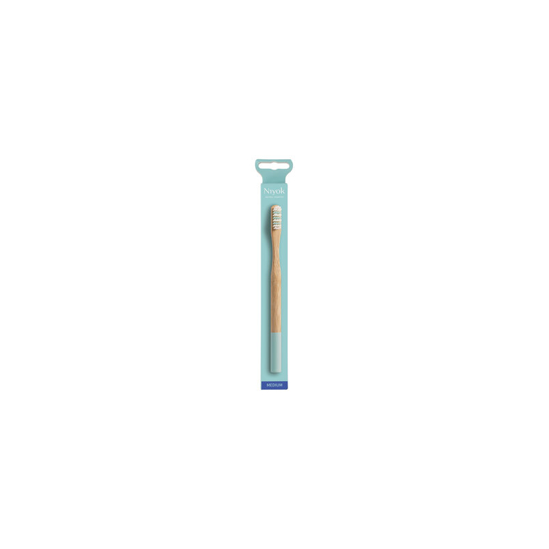 Niyok - brosse à dents en bambou adulte medium, turquoise - 