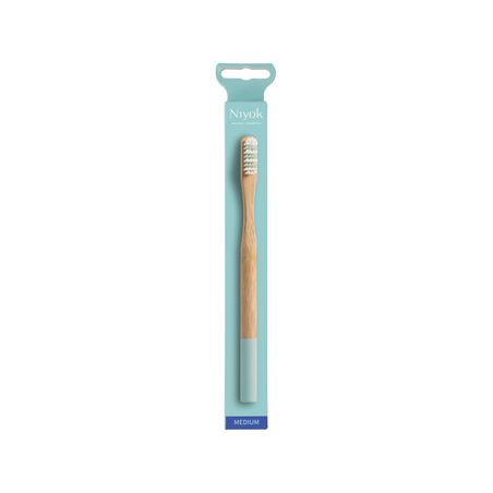 Niyok - brosse à dents en bambou adulte medium, turquoise - 