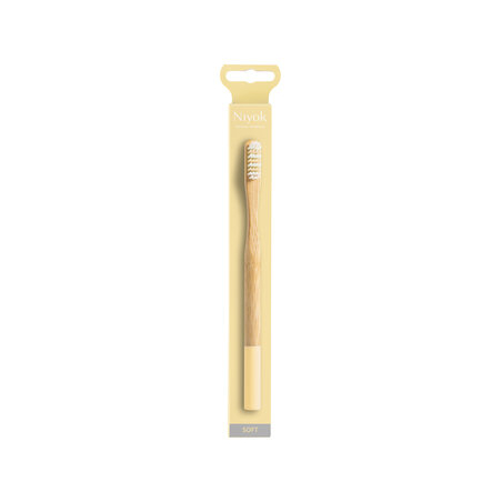 Niyok - spazzolino da denti in bambù adulti soft, giallo - 