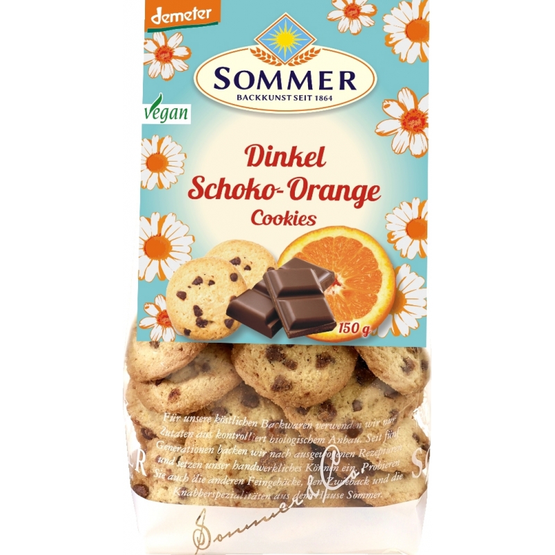 Sommer Bio Demeter Dinkel Schoko-Orange Cookies