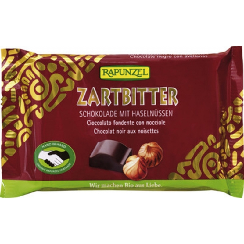 Rapunzel Bio Schokolade Cristallino Zartbitter mit Haselnüssen