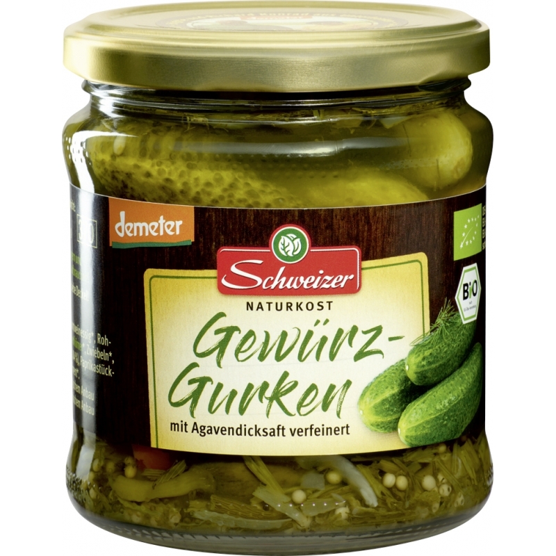 Schweizer Bio Demeter Gewürz-Gurken mit Agavendicksaft