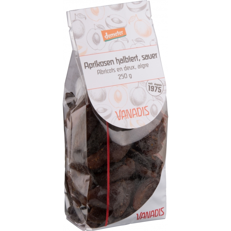 Vanadis Bio Demeter Aprikosen halbiert und sauer Vanadis Bio Demeter Aprikosen halbiert und sauer